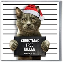 Brainbox Candy - Funny Cat Christmas Card - Christmas Tree Killer - Humorous Cat Lover Card