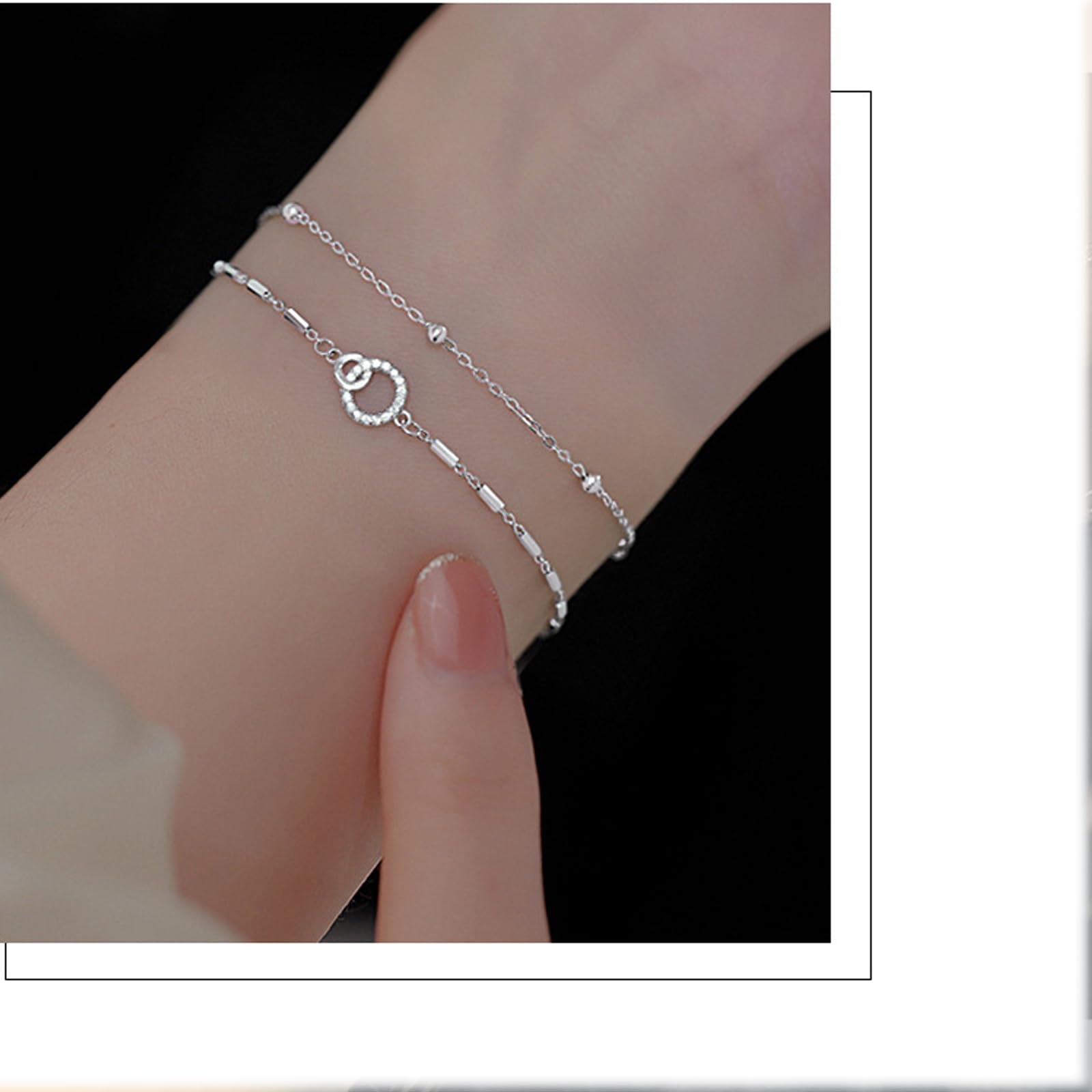 Braccialetto Donna Semplice Bracciale A Doppio Strato per - Minimalist & Elegant Hand Jewellry-sl008 Oro Bianco
