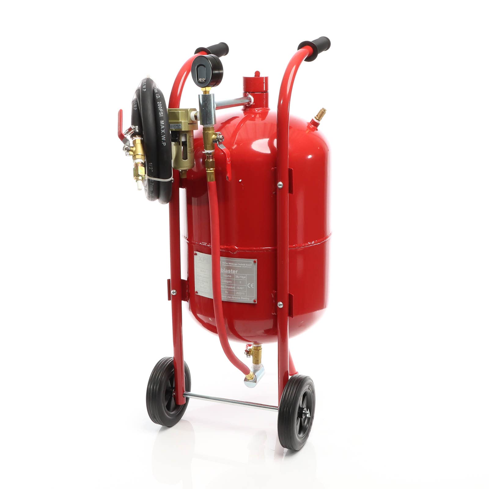 XPOtool Mobiles Sandstrahlgerät 38 L, Druckluft Sandstrahler mit Zubehör, zum Rost Entfernen und Farbe Entfernen, Sandstrahlanlage Strahlgerät