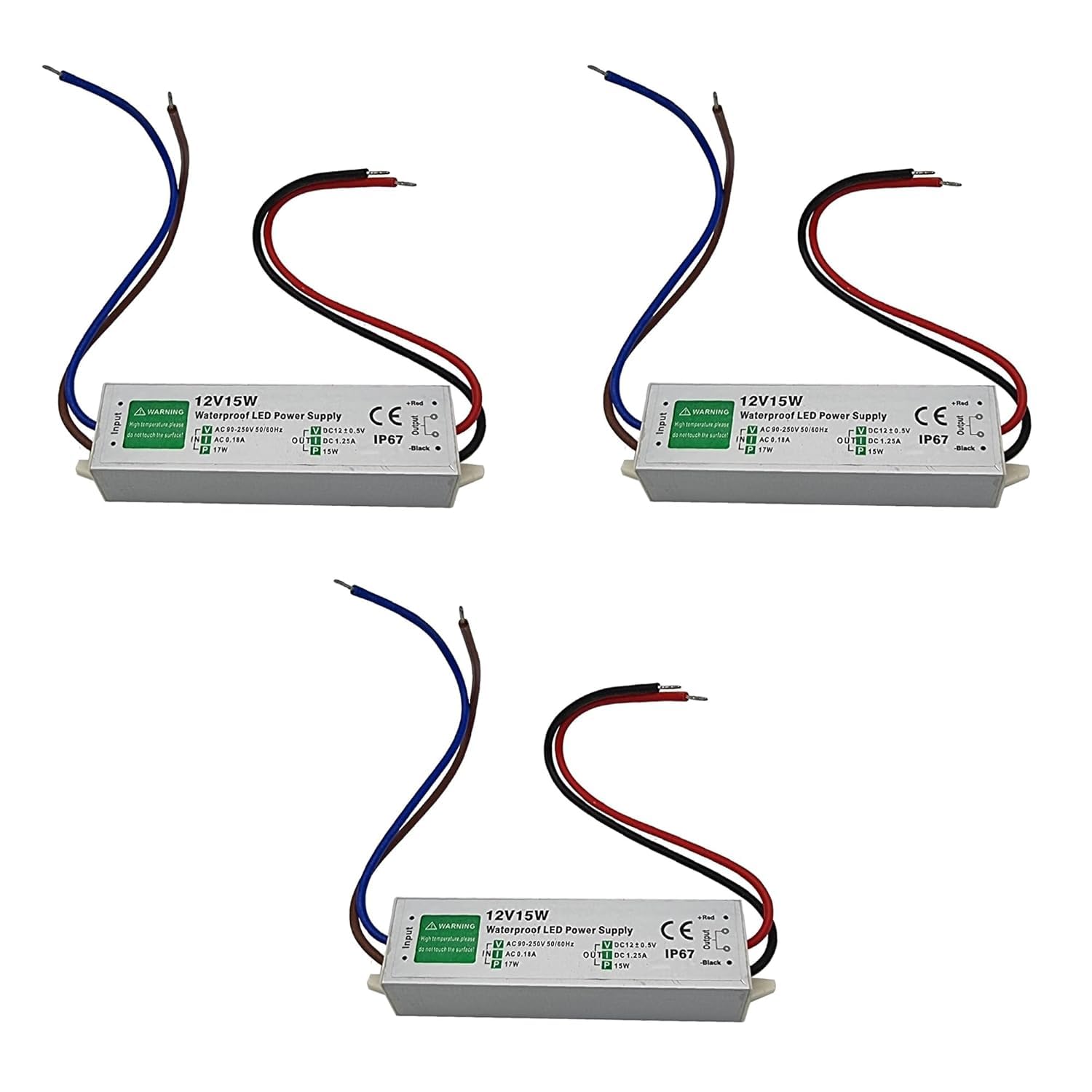 LEDSone DC12V LED Driver Power Supply Transformer 10W -350W Waterproof IP67 240V for LED Strip (15 W - 3 Pack) โ image 1