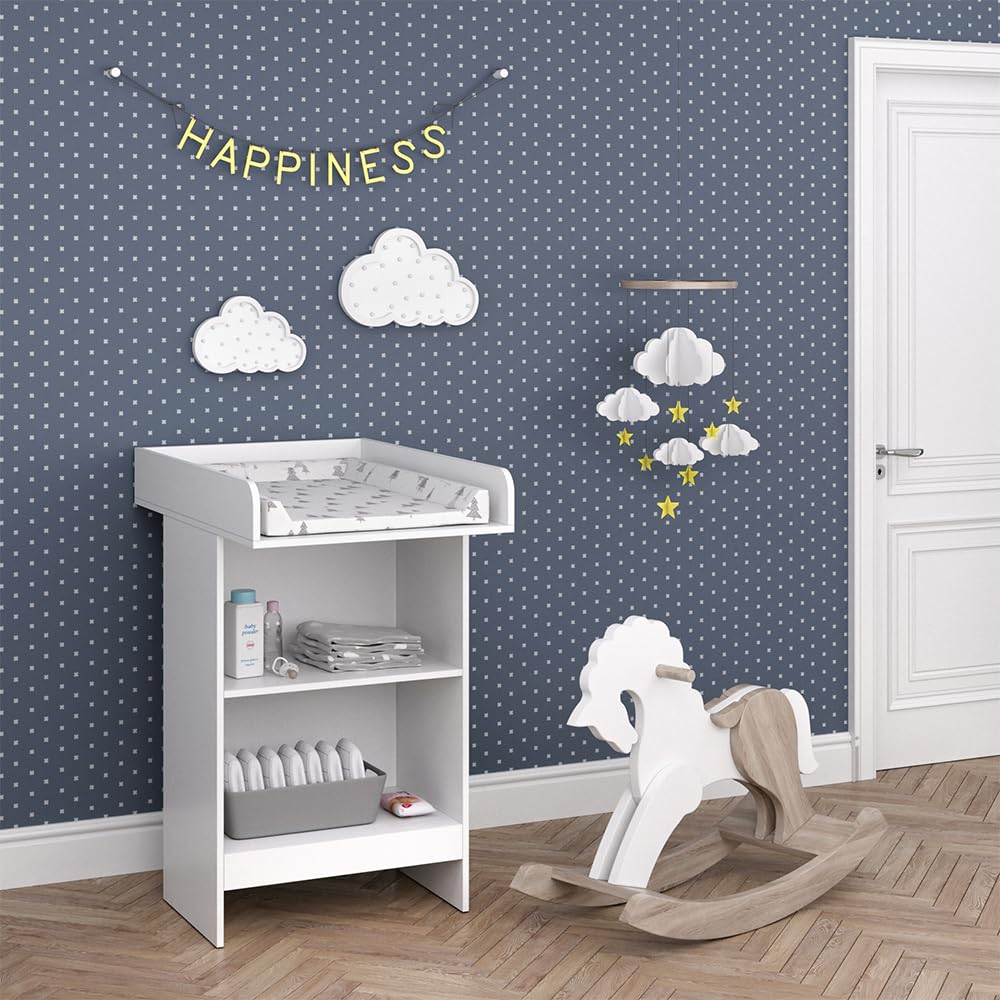 Vicco Cómoda Cambiador Leo, Blanco, 60 x 103 cm, con Estante Abierto y Cambiador extraíble