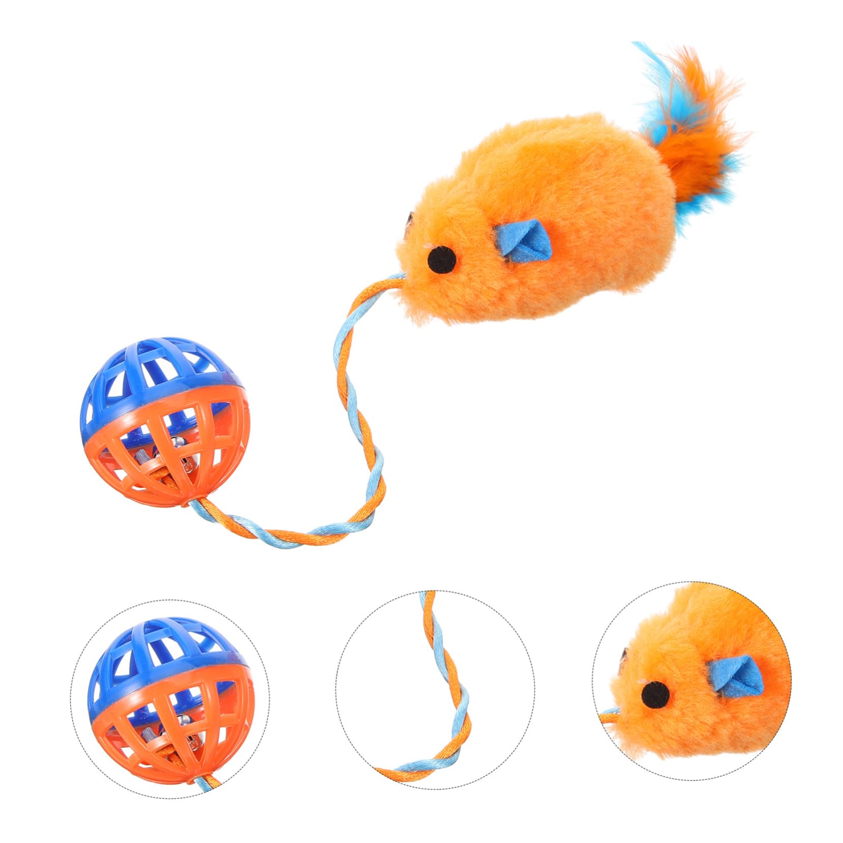 Yardwe Interactif Chat avec Souris Peluche et Clochette Plastique Balle à Mâcher pour Amusant pour Chat Intérieur