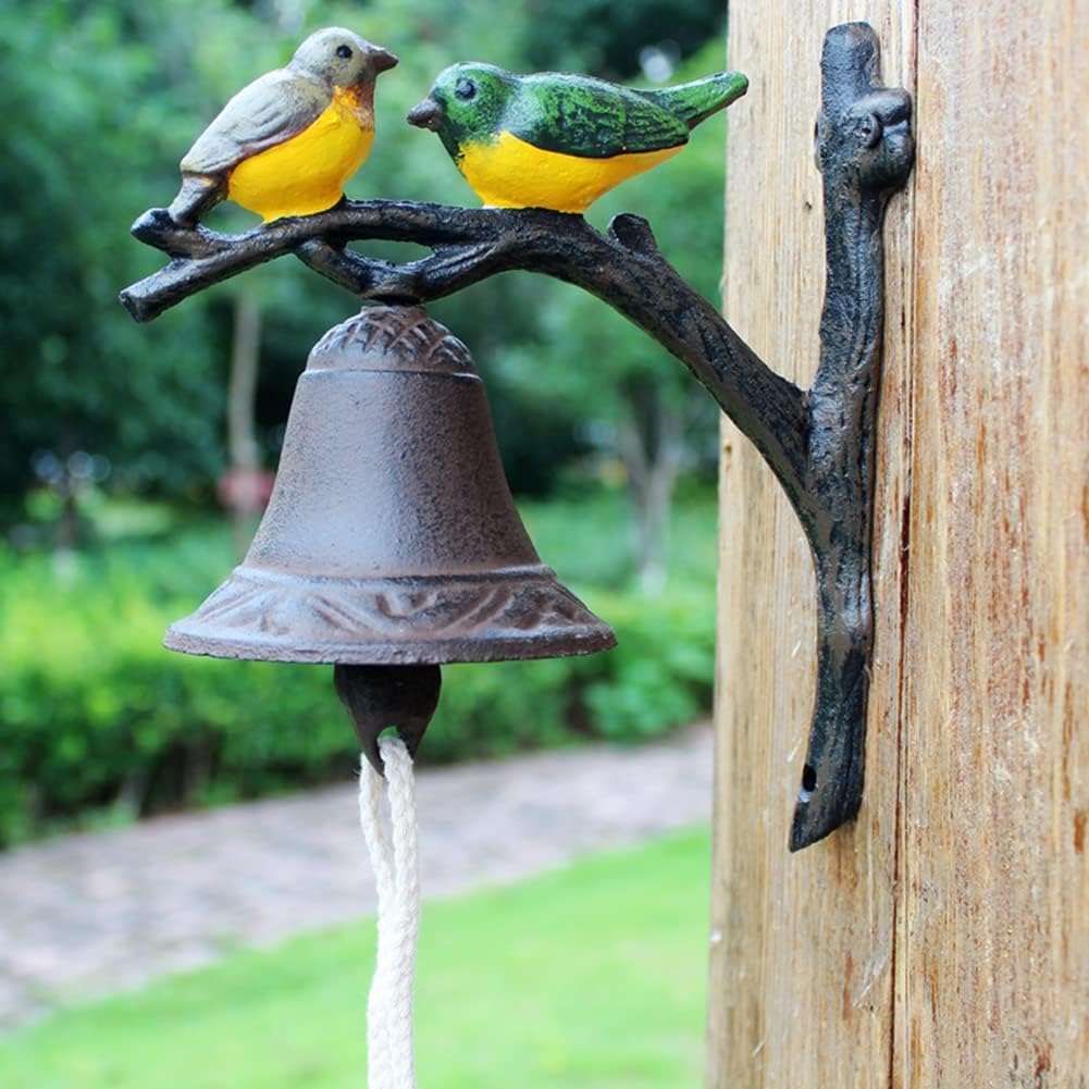 Doorbell，Wall Hanging Door Bell,Hand Bell， Manually Shaking Wall Hanging Doorbell， Vintage Door Bell,Manual Doorbell， Doorbell Double Bird Decoration Manually Shaking Wall Bell Doorbell Garden Decorat