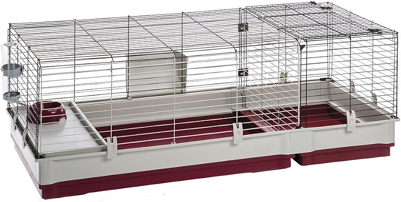 Ferplast Krolik Extra-Large Rabbit Cage w/Wire Extenstion | Rabbit Cage Includes All Accessories & Measures 55.9L x 23.62W x 19.68H & Includes All Accessories | 1-Year Manufacturer's Warranty
