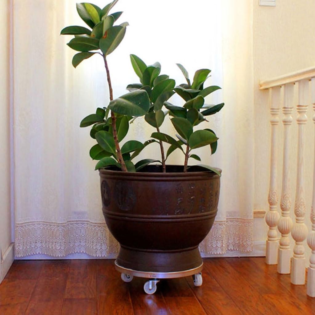 Chariot rond robuste avec roues verrouillables – Capacité de 200 kg – Chariot rond pour grands pots de fleurs intérieur/extérieur de 25 cm