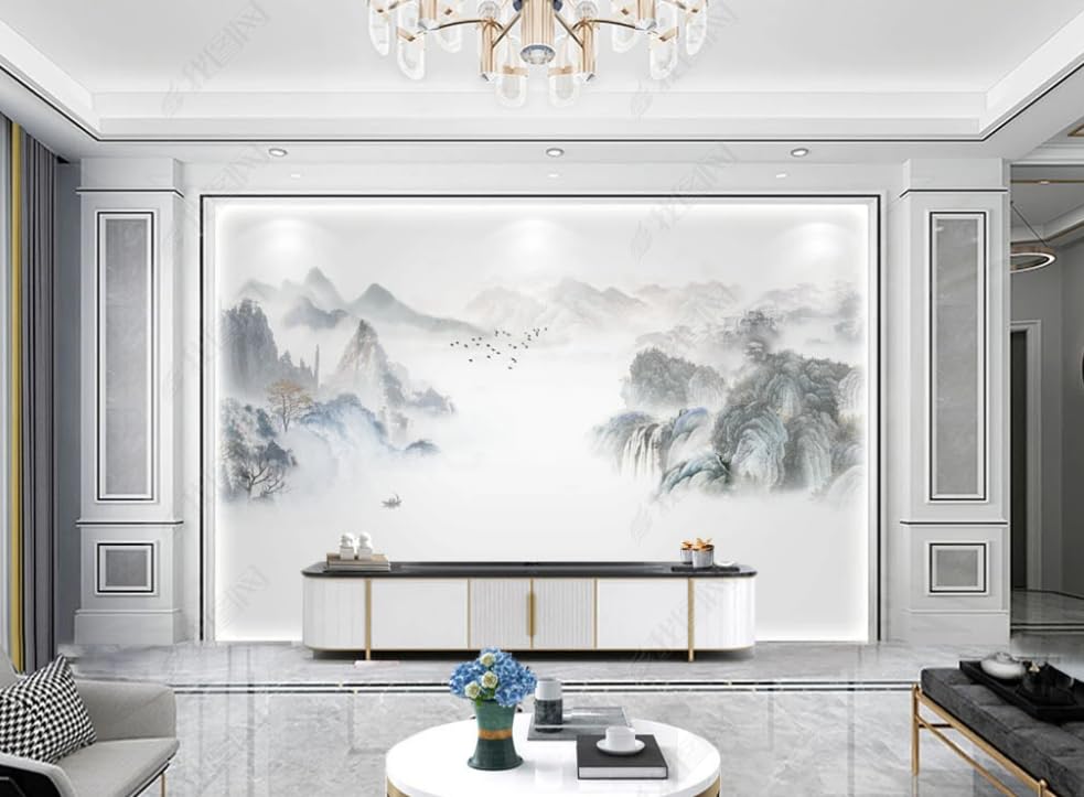 Papier peint intissé paysage de pierre chinoise pour cacher un mur blanc