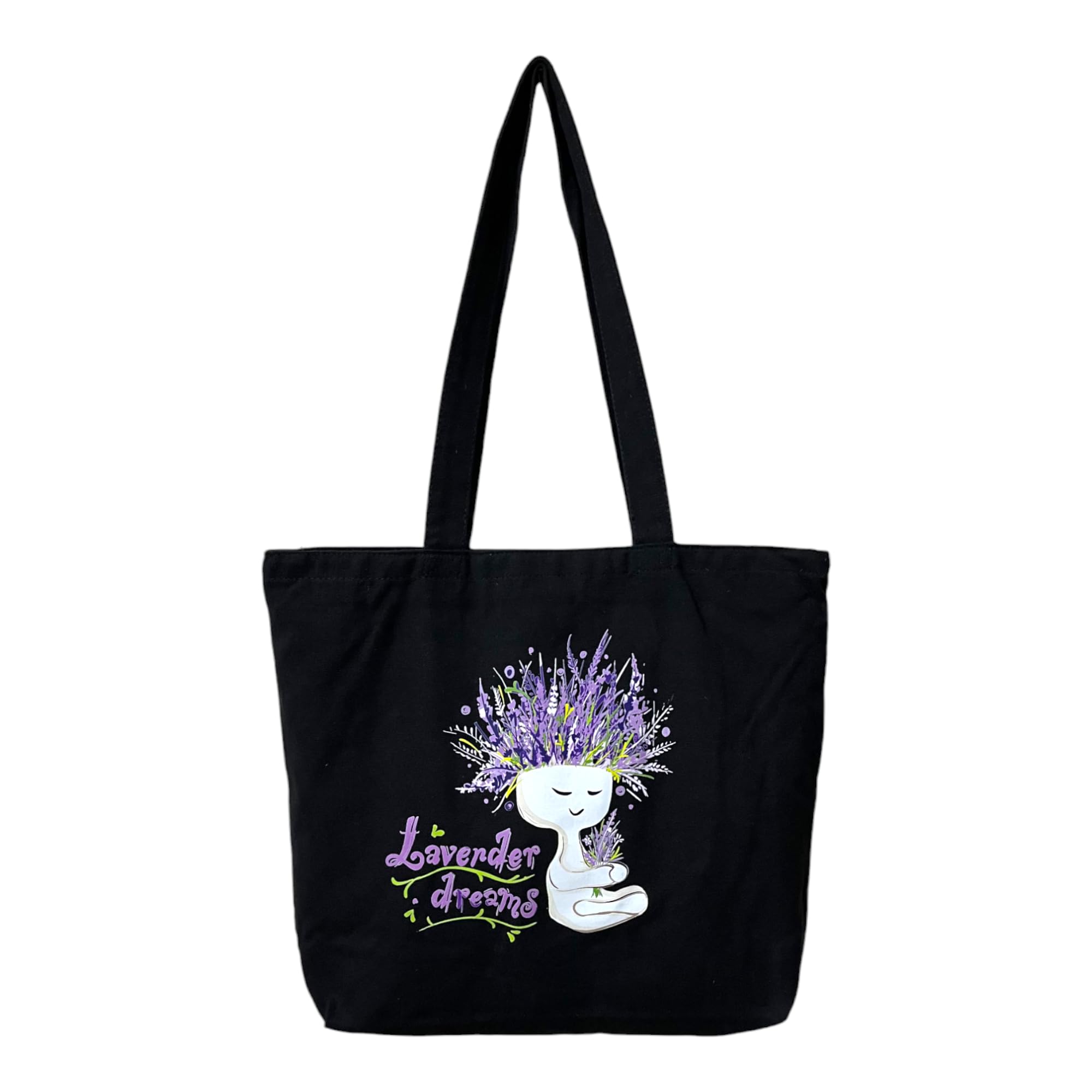 Large Cotton Canvas Tote Bags for Women and Girls with Bottle Holder Black College Tote Bags with Zipper & Inner Pocket Travel Beach Shopping Work Office Daily use Handbags-image-12