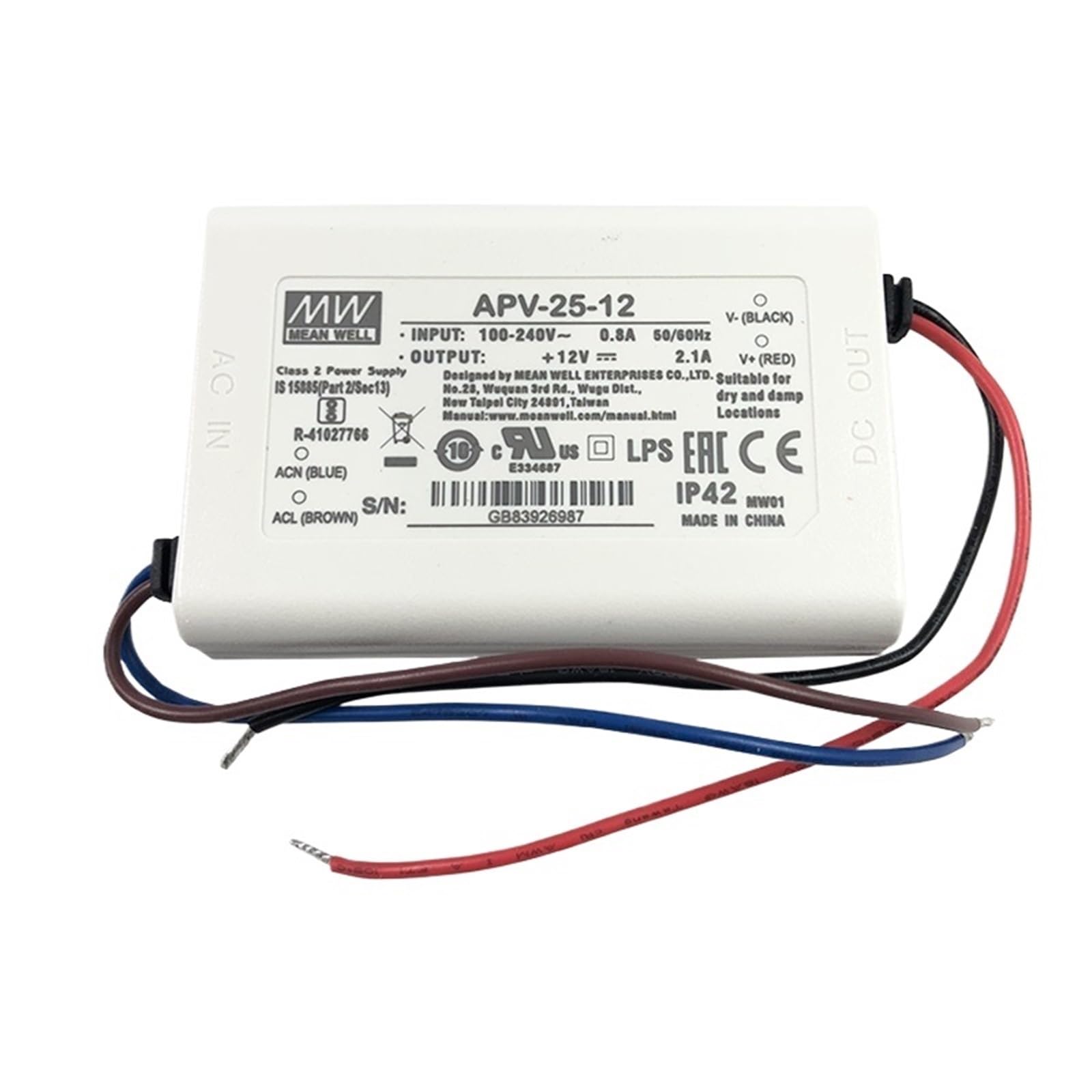 FCARUMIQP APV-25 Series 17.5W 25W Constant Voltage Power Supply LED Driver APV-25-5 APV-25-12 APV-25-15 APV-25-24 APV-25-36(5v-apv-25)