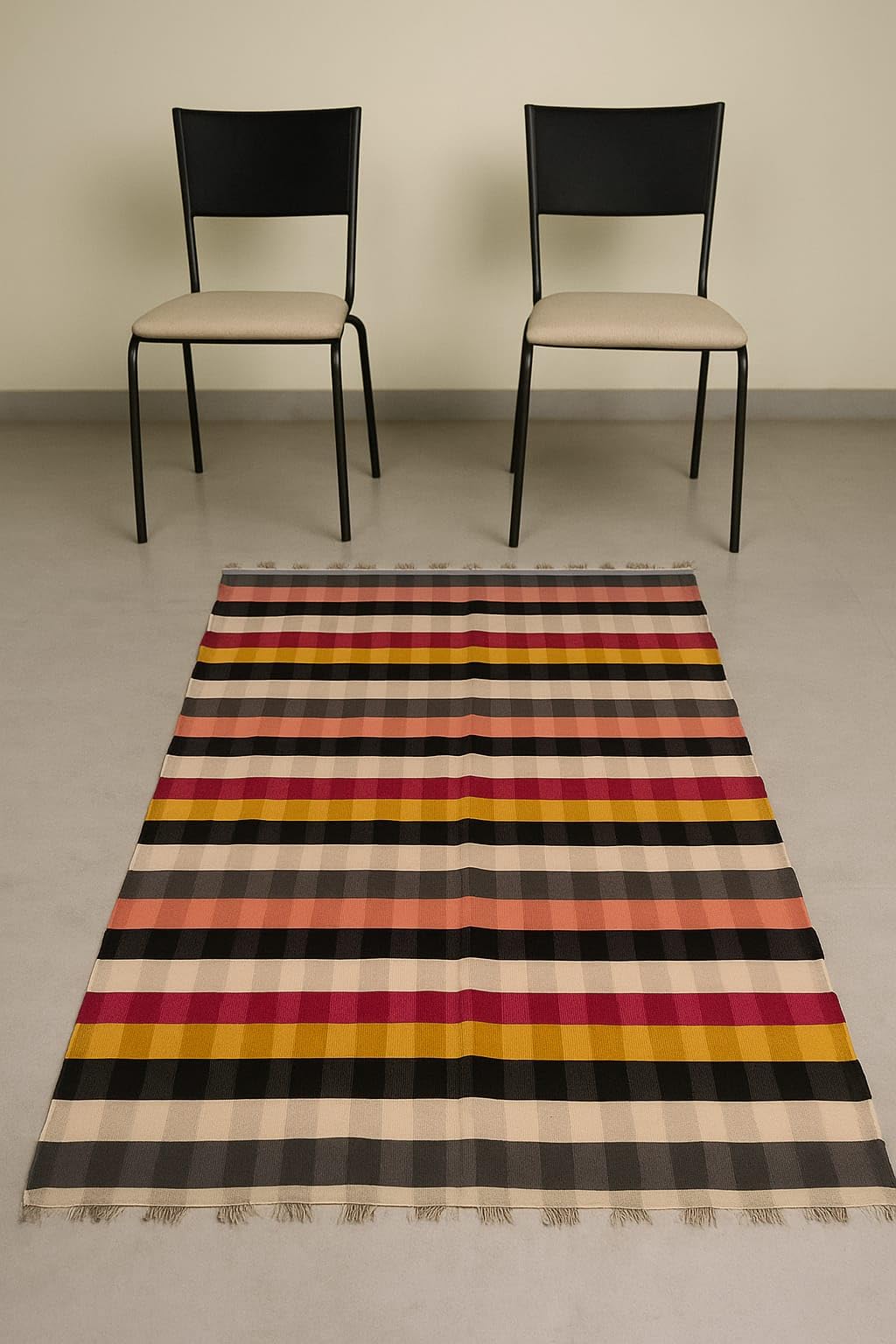 Best Stor Cotton Floor Mat 4x6 Feet, Multicolour Striped Dari for Bedroom, Living Room, Kids Room & Home Decor (Pack of 1)-image-5