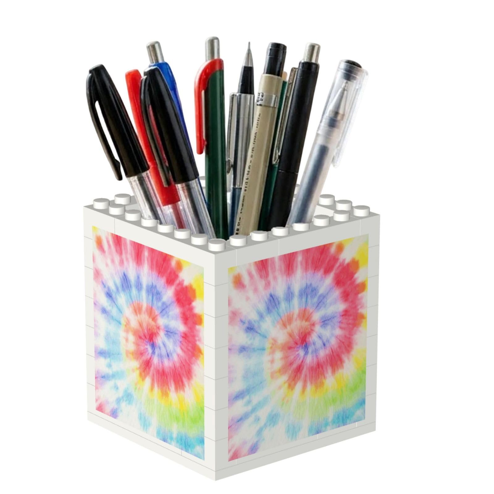 Poadnly Tie Dye Rainbow Spiral Swirl, Pen Pot Pencil Holder for Office Home School, Compact Desk Organiser for Office Stationery