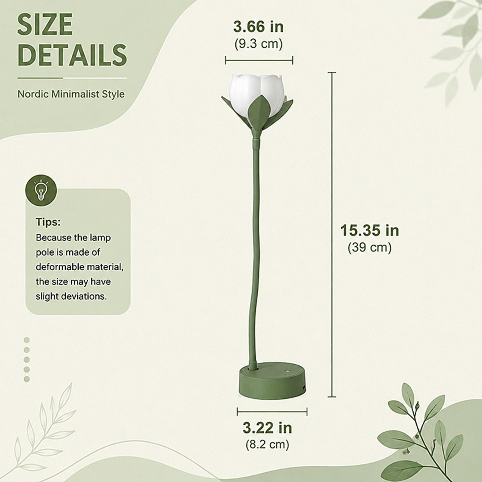 Aplique de Pared de Flor Magnética Sin Cables con Regulación Táctil y