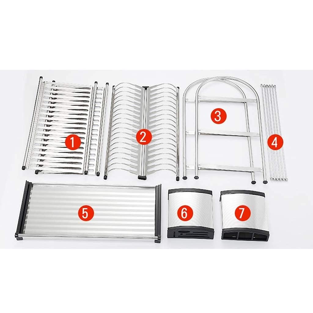 Rejilla para Platos Rejilla de Goteo de Cocina Rejilla de Secado/Rejilla de Drenaje de Acero Inoxidable multifunción de 3 Capas Rejilla de Almacenamiento de Cubiertos, con bandej