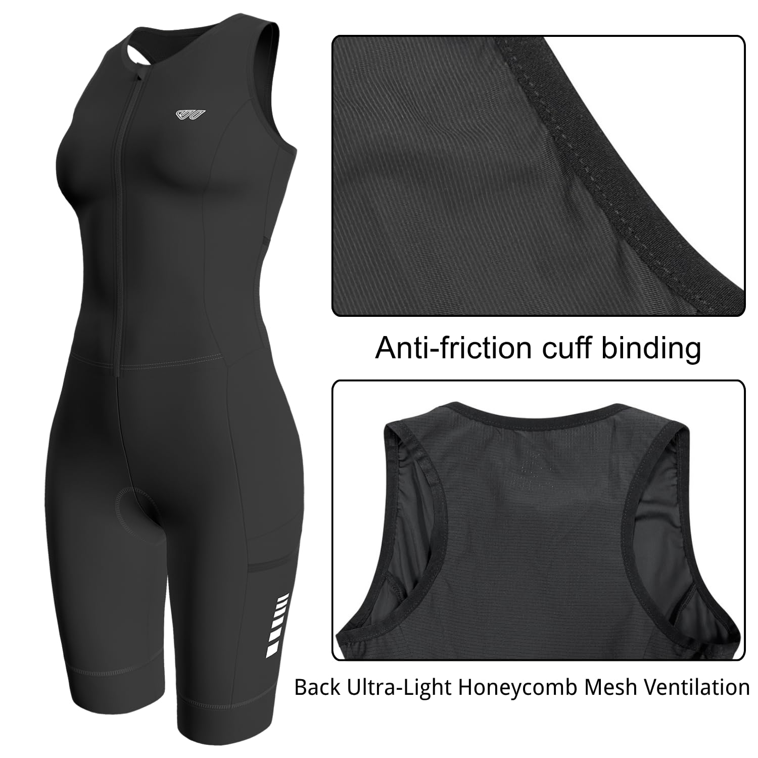 Wulibike Combinaison de triathlon à manches courtes pour femme