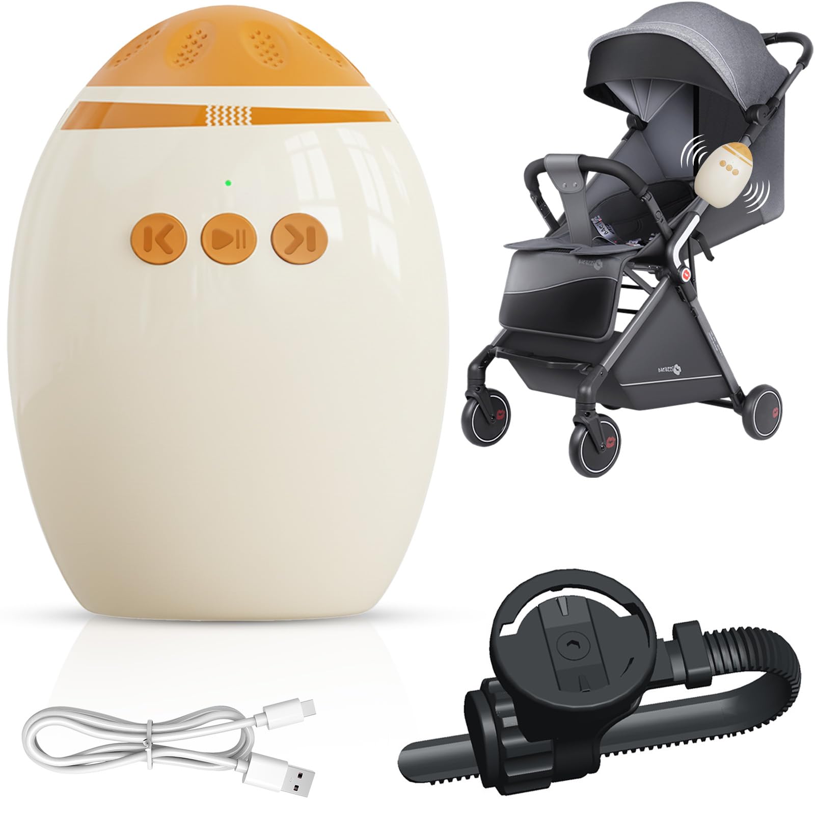 Electric Baby Rocker, USB-C Rechargeable Stroller Rocker with Custom Vibration Modes & 45-Min Timer, Ultra-Quiet Baby Sleep Aid Universal for Strollers and Buggies