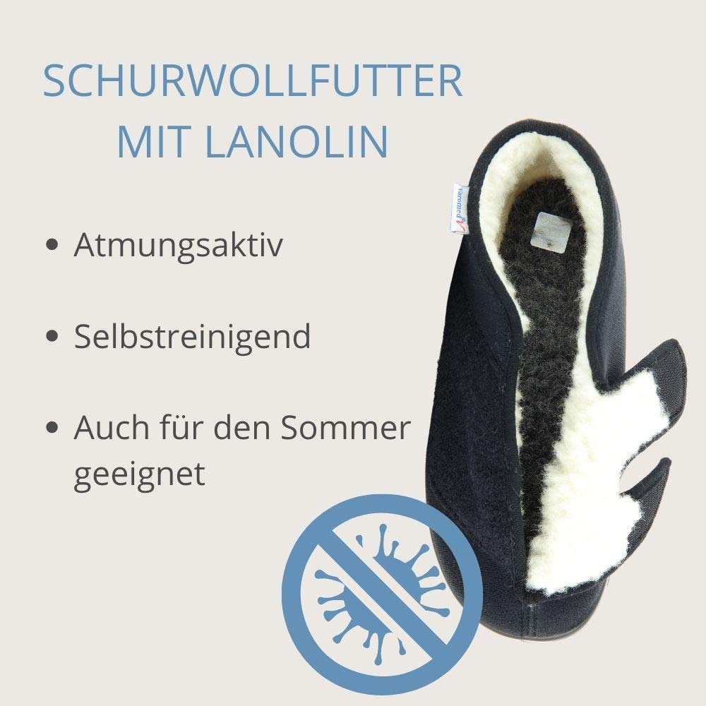VAROMED Genua Winter Gesundheitsschuhe Damen & Herren I Mit Schurwolle warm gefütterte orthopädische Schuhe für geschwollene Füße I Made in Germany