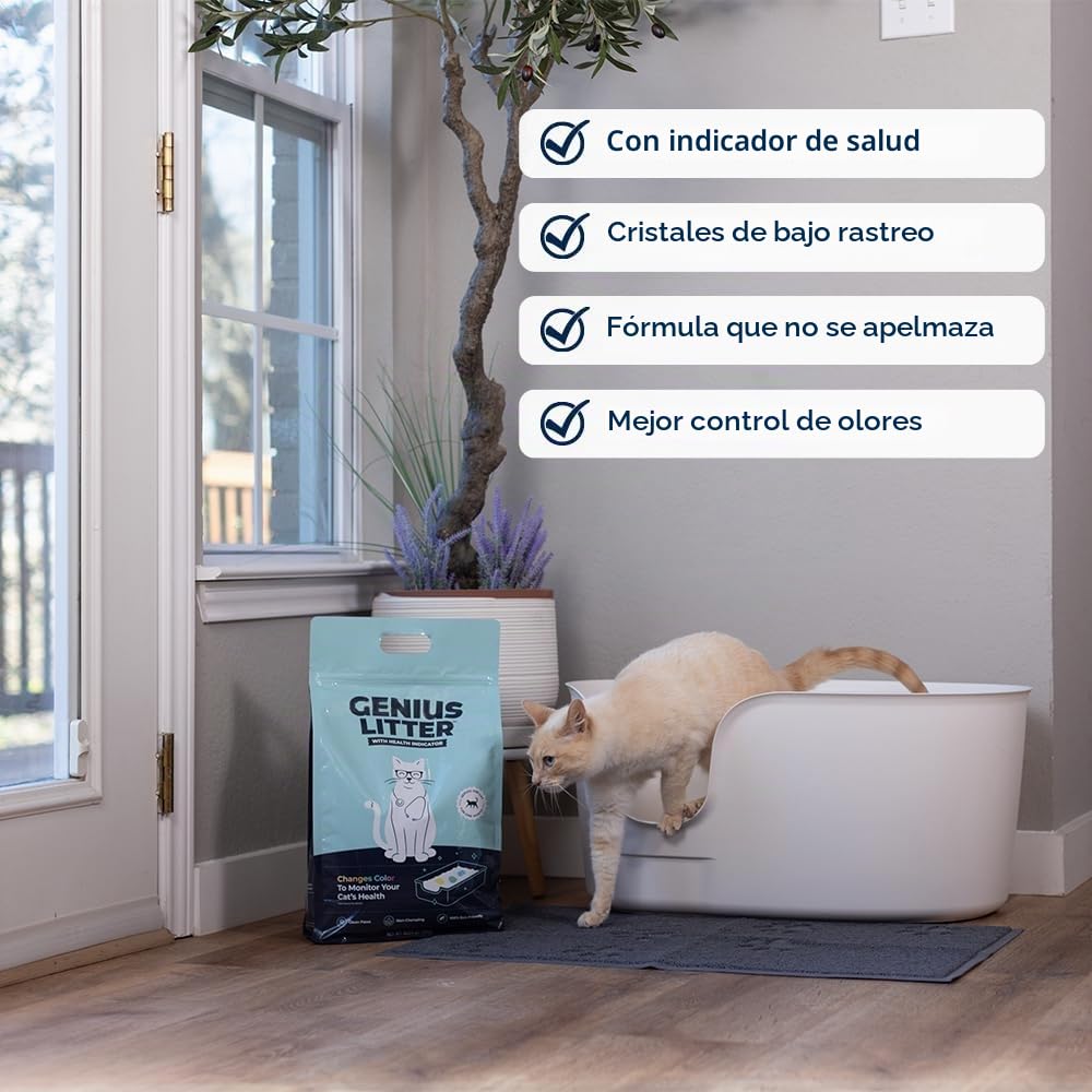 Alpha Paw - Arena para Gatos Genius con indicador de Salud de 5 Colores, Cristales de Gel de sílice Ligeros no aglutinantes (6 Libras)
