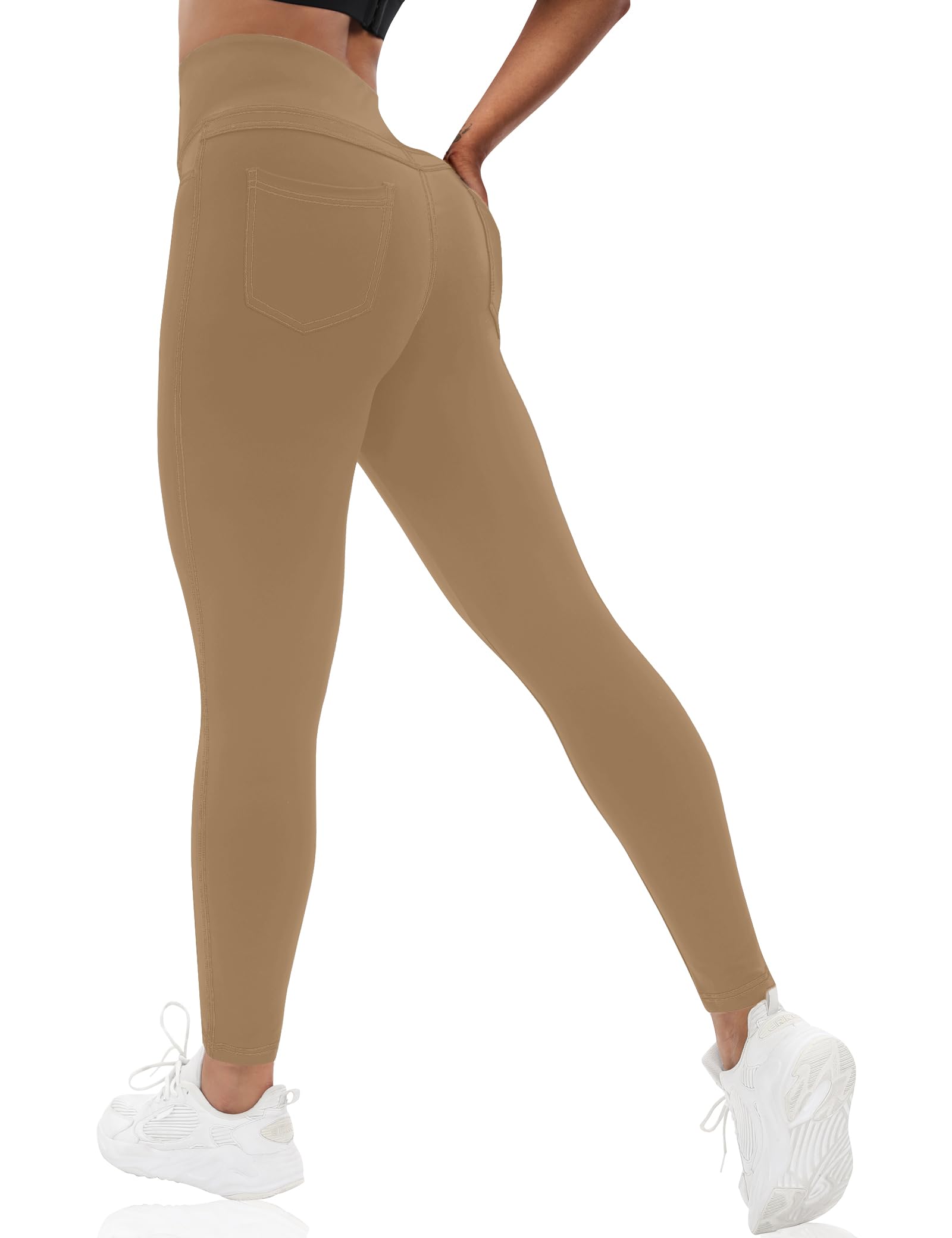 VOOVEEYA Curvy Womens Leggings, High Waisted Yoga Pants with Back Pockets, Tummy Control - Buttery Soft - Stretchy