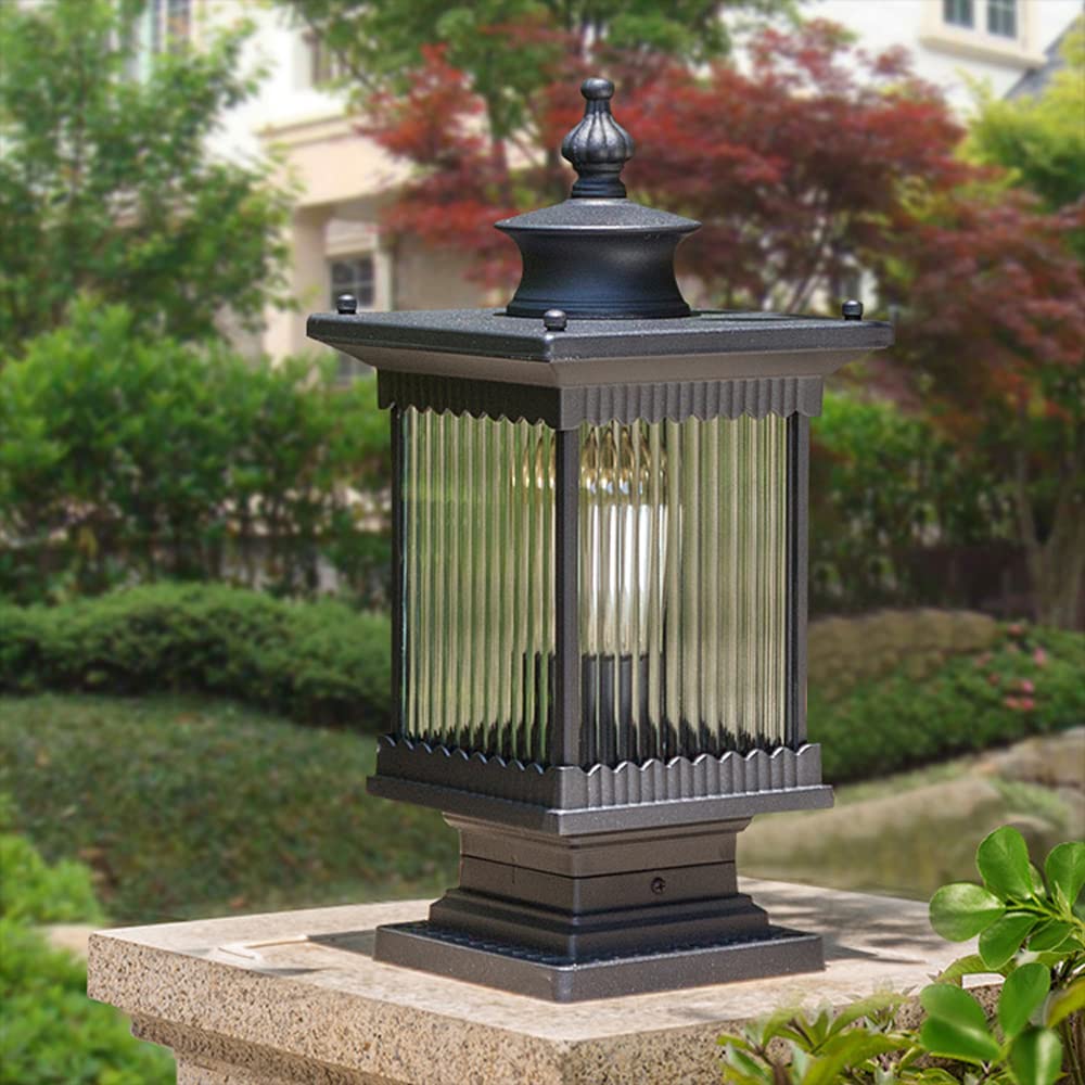 Solar Post Lights Oświetlenie ogrodowe, Lampa słupkowa na podwórko, Nowoczesna zewnętrzna oprawa oświetleniowa, Wodoodporna kolumna czołowa Ip65, Latarnia ogrodowa trawnika, 60 watowa matowa