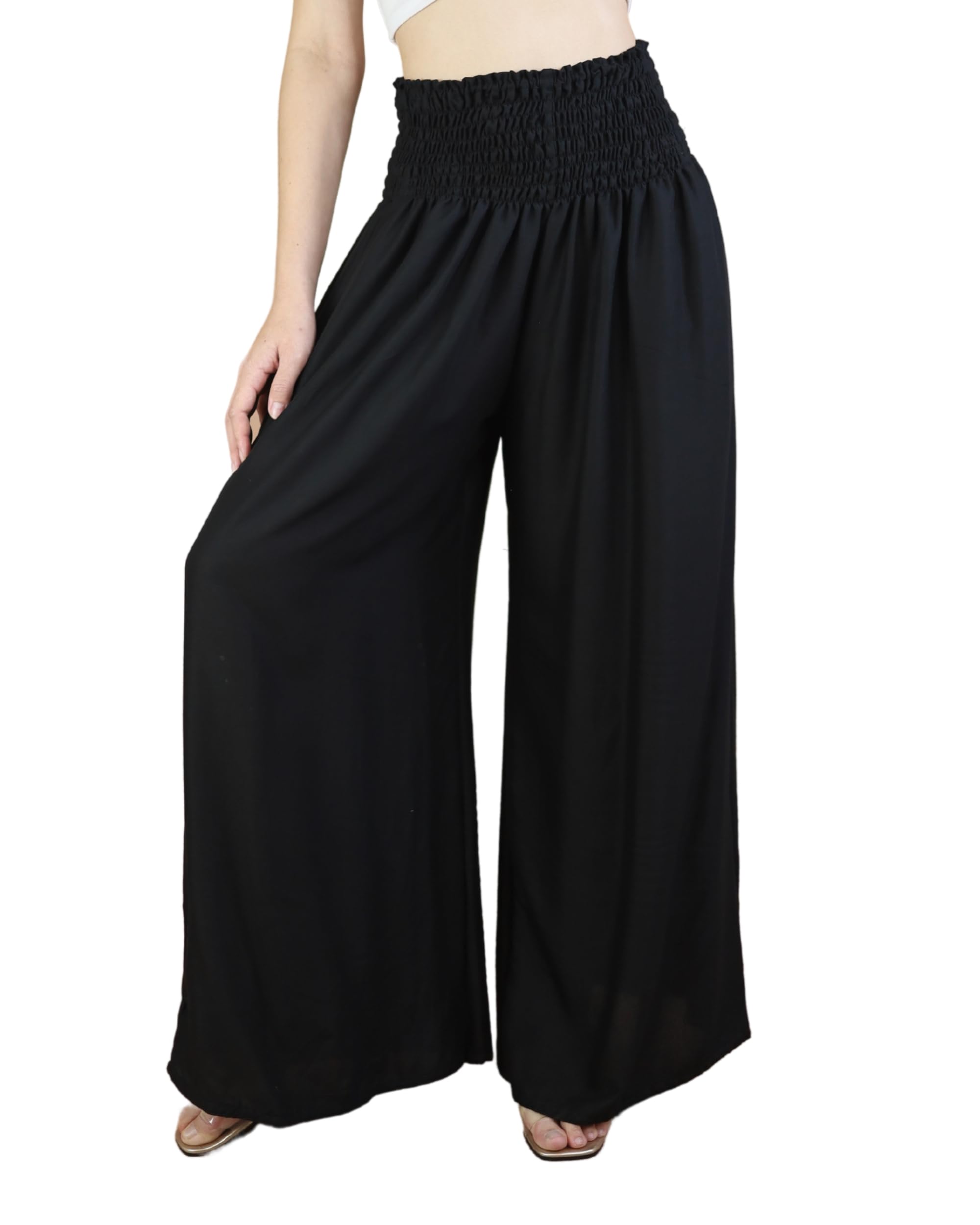 Boho Pants Palazzo Pants for Women with Pockets Wide Leg high Waisted Flowy Pants for Women Summer Cruise
