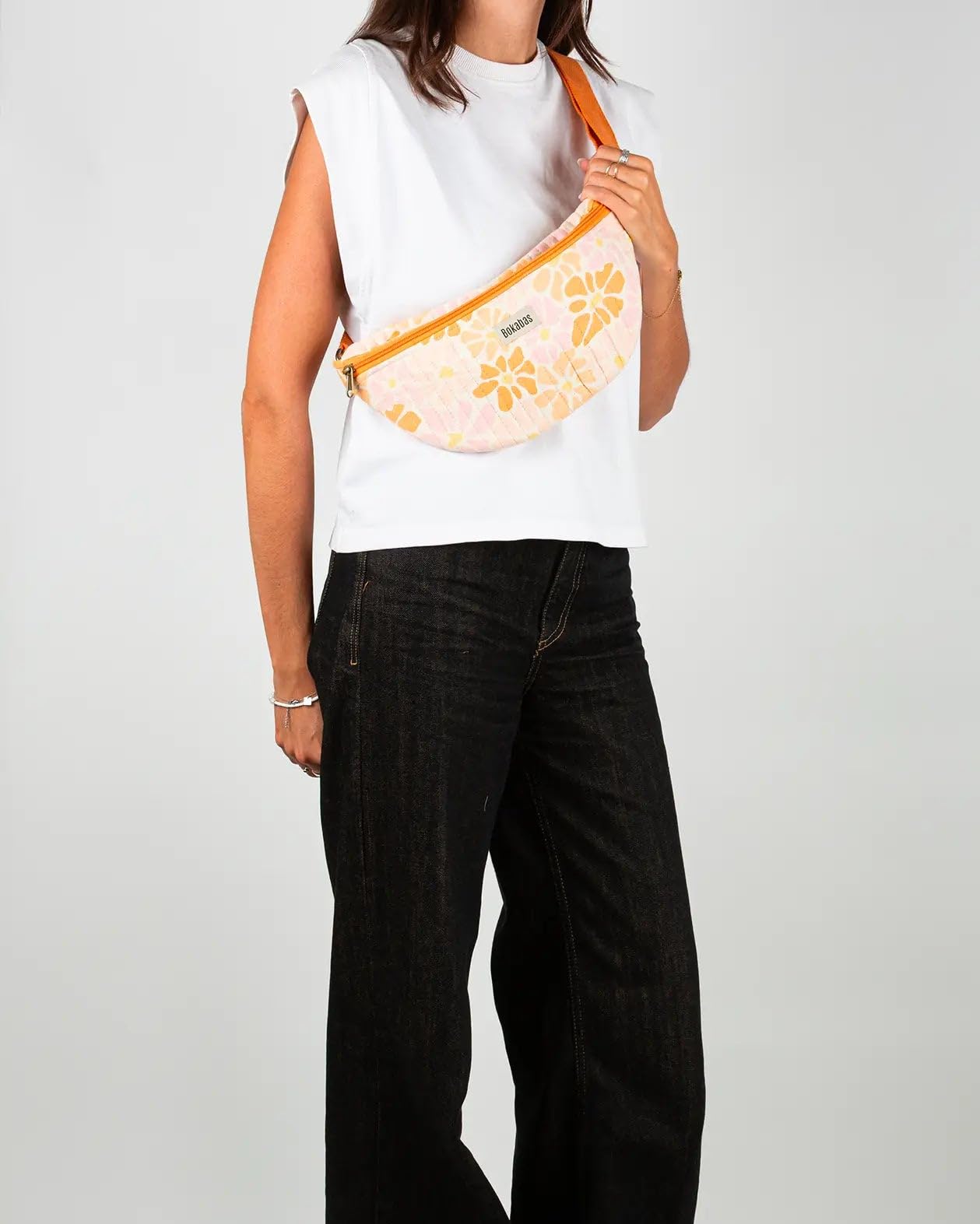 Sac Banane 4,5 L Femme & Homme – Sacoche Bandoulière, Ceinture Sangle Réglable 70-110 cm, Grand Format XL Coton Matelassé, Sport Course Randonnée Voyage, Peachy, 30×15×10 cm