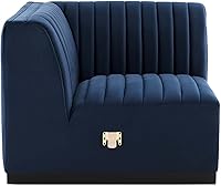 Vista 82 de Modway Conjure - Sofá seccional tapizado de terciopelo de alto rendimiento, con canal, silla sin brazos en negro y gris