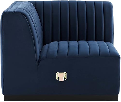 Miniatura 82 de Modway Conjure - Sofá seccional tapizado de terciopelo de alto rendimiento, con canal, silla sin brazos en negro y gris Negro-Gris,Negro