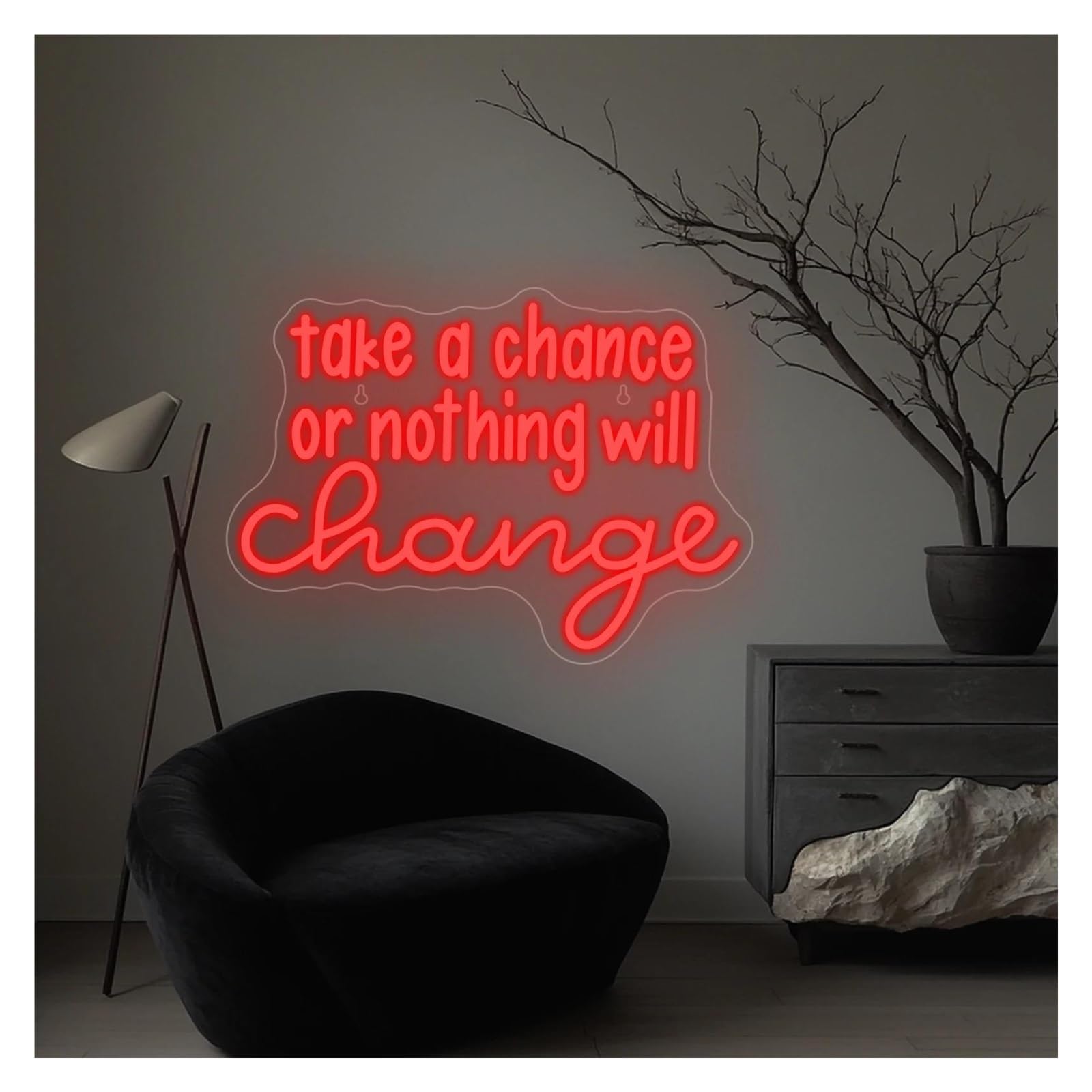 Luz de Diseño de Digital Take A Chance Or Nothing Will Change Letrero De Neón Decoración De Pared Letra Luz Regulable Para Gimnasio En Casa Sala 42cm×30cm