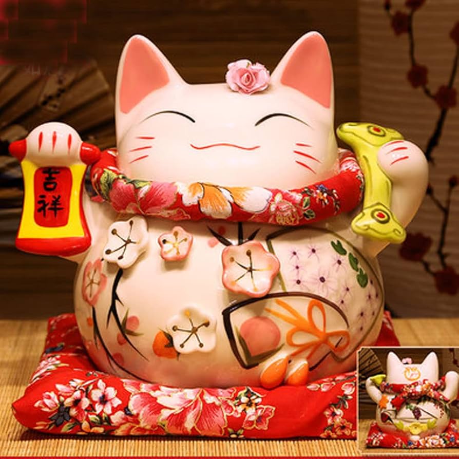 Amazon.co.jp: 8インチ 磁器 招き猫 招き猫 風水 絵 : ホーム