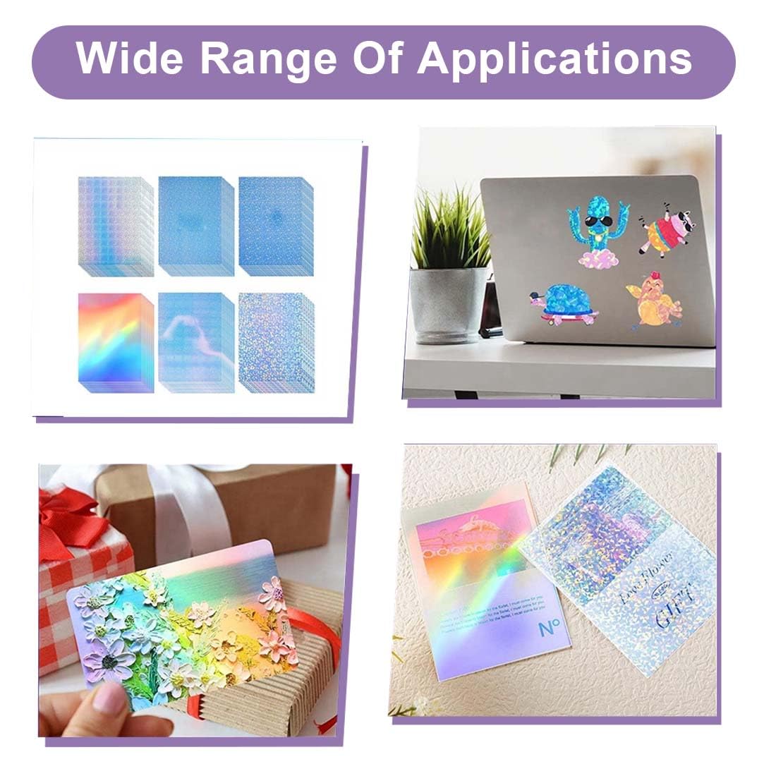 12 Fogli Vinile Adesivo Olografico A4 - 29.7x21 Cm, 3 Disegni - Per Decorazione Fai Da Te E Artigianato - Foto 9