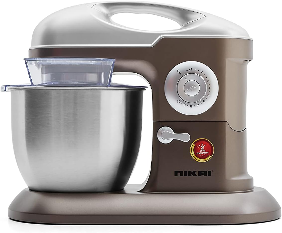 Nikai Kitchen Stand Mixer Machine, 1000W Power, 6.5L Large Capacity, St Steel Bowl, 3 Mixing Blades, 10 Speed Settings for Perfect Baking Results, Easy Mixing & kneading - NSM650A - 2 Years Warranty