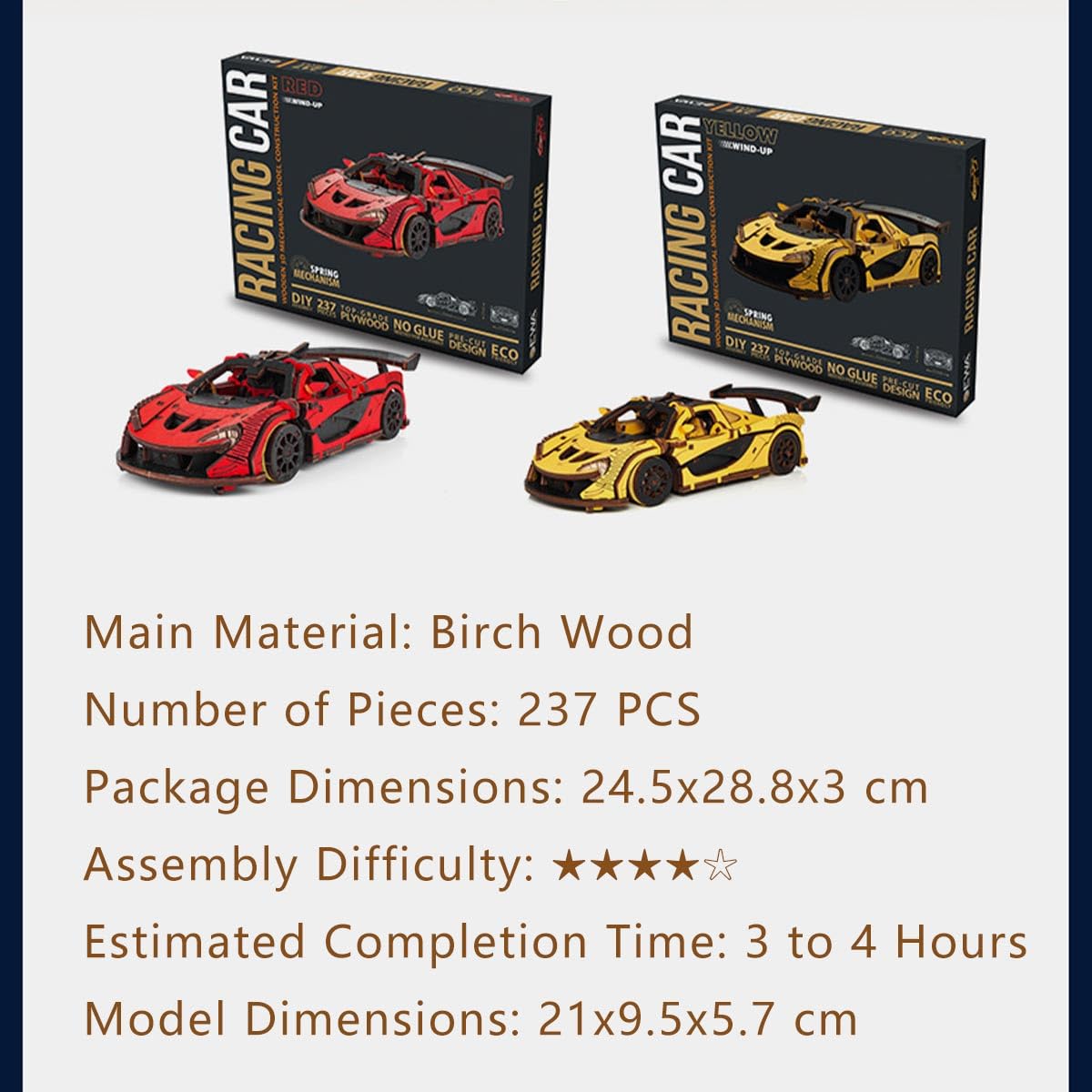 Drewniane puzzle 3D dla dorosłych, mechaniczne dryfowanie samochodu 3D, zestaw do montażu, 237 części, samochód wyścigowy, drewniane puzzle 3D, drewniane zabawki do samochodu, samochodu