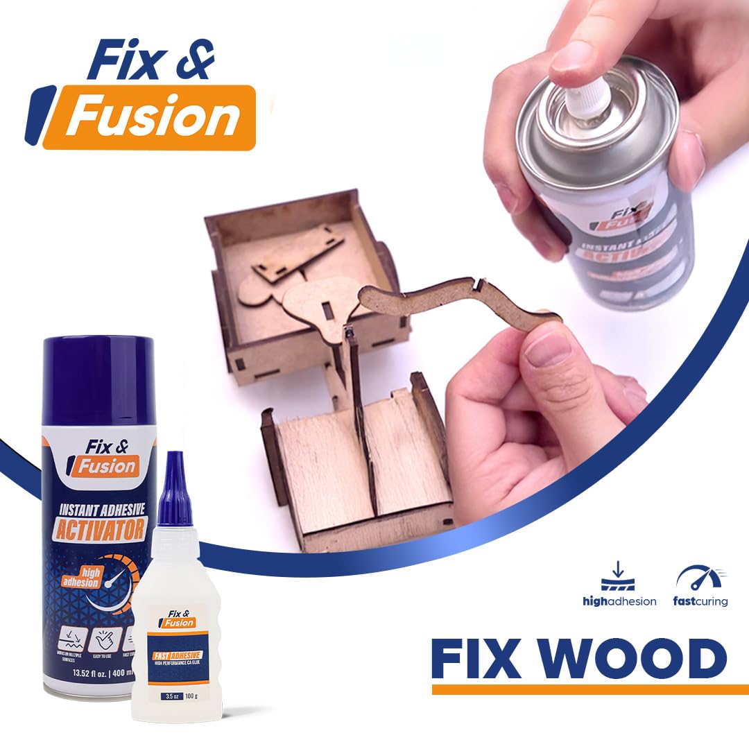 FIX & FUSION Spray Activador 400 Ml, Acelerador Para Pegamento Cianoacrilato CA, Secado Rápido, Para Madera, Plástico, Goma Y Granito, Uso Bricolaje, 12 Piezas