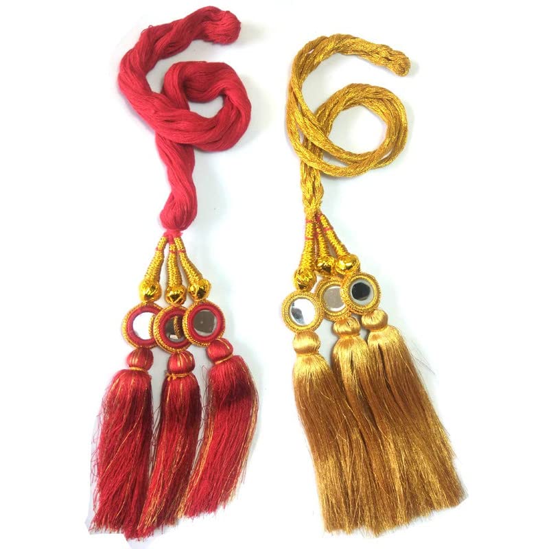 Image of LYTIX Pack of 2, Punjabi Paranda Parandi Choti Braid /Tassles Hair Accessories