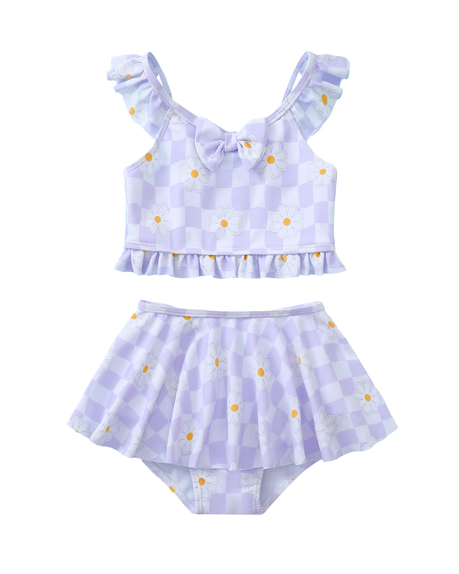Saeaby Toddler Little Girls Swimsuit Summer Halter Ruched Tankini 2 Piece Bathing Suit for Girl Beach Swimwear 3-8Y