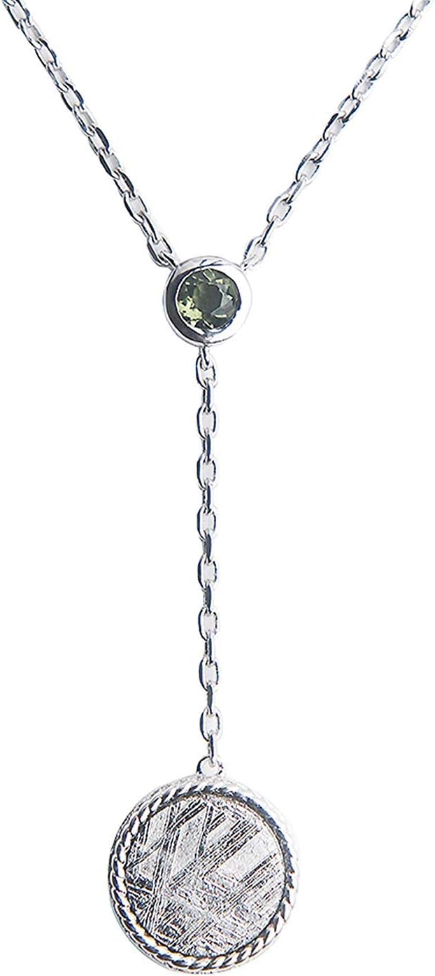 Genuine Natural Gibeon Meteorite Moldavite Gemstone Silver Fashion Pendant Necklace AAAA 12mm