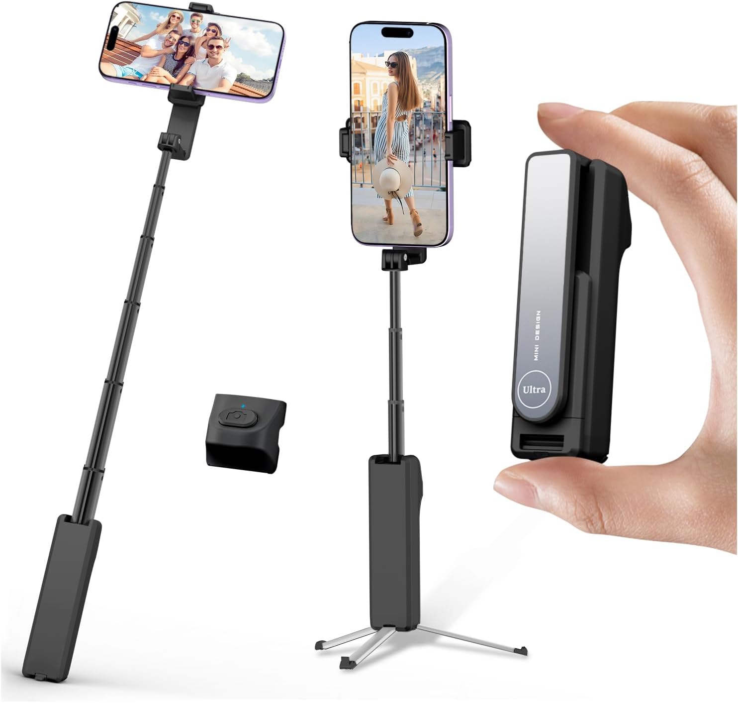 yAyusi Extendable Mini Selfie Stick Tripod with Remote, Pocket Size Portable Tripod for iPhone, Small Compact Phone Selfie Stick Tripods Mount for Travel/Vlog/Video Recording/Live Streaming (Black) yAyusi Extendable Mini Selfie Stick Tripod with Remote, Pocket Size Portable Tripod for iPhone, Small Compact Phone Selfie Stick Tripods Mount for Travel/Vlog/Video Recording/Live Streaming (Black)