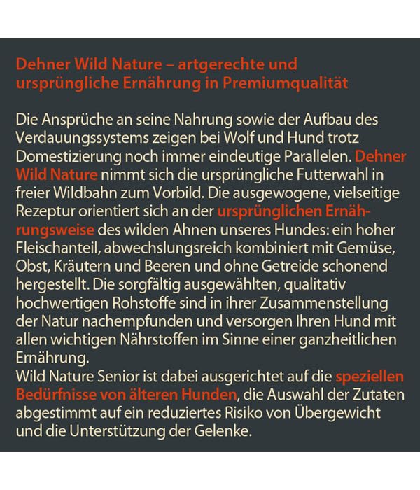 Dehner Wild Nature Hundetrockenfutter Senior Bergweide | getreidefrei | natürliches Hundefutter mit Ente | Premium Trockenfutter | für sensible, ältere Hunde | hoher Fleischgehalt | sensitiv | 4 kg