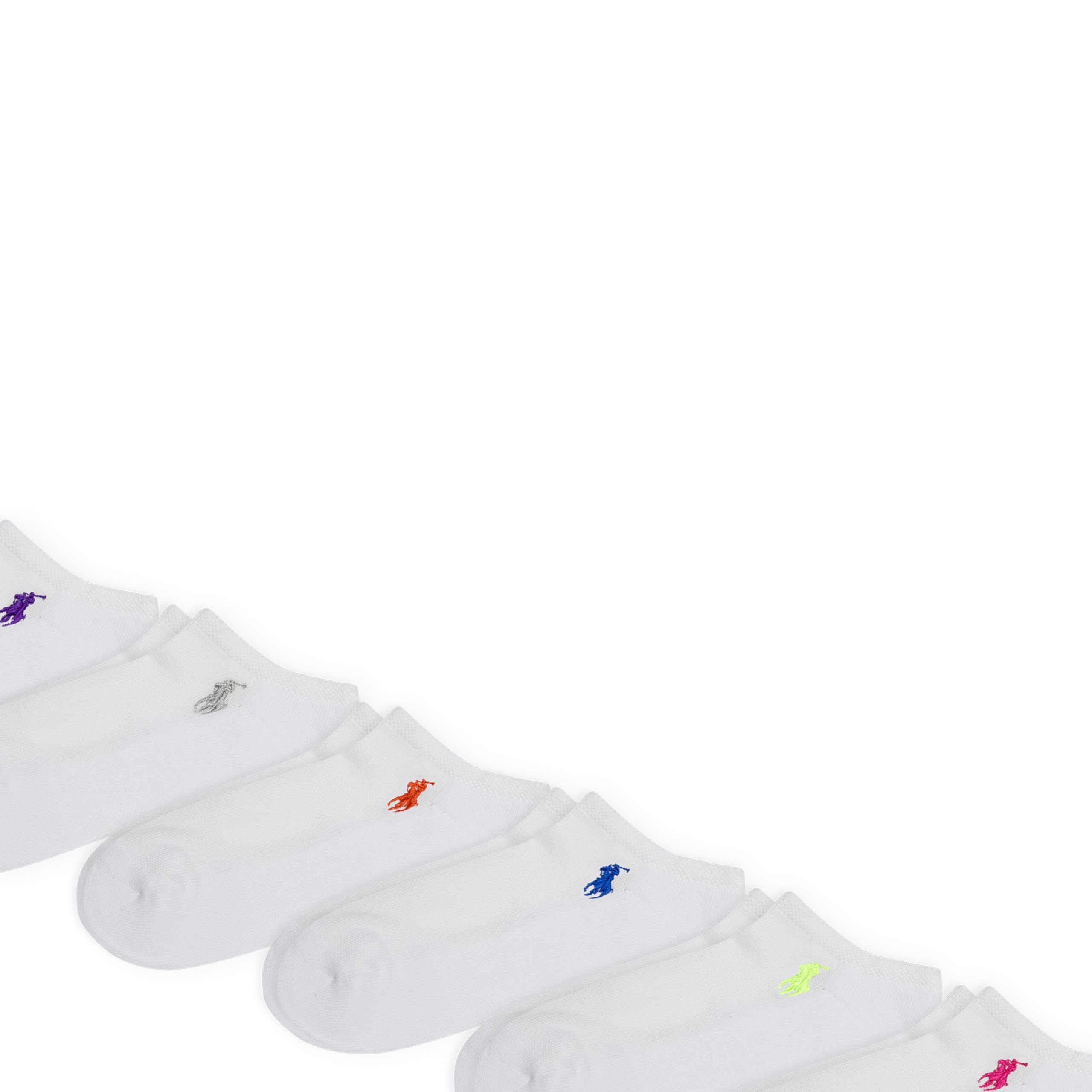 POLO RALPH LAUREN Damskie bawełniane skarpety o niskim kroju, 6 par, oddychająca siateczka i amortyzacja sportowa, Biały Różne, 36.5-43 EU