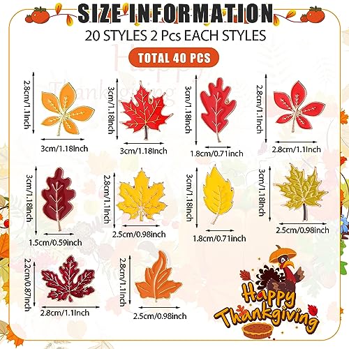 Image of Giegxin 40 Pcs Maple Leaf Enamel Pins Bulk Fall Lapel Pins for Backpacks Autumn Maple Leaf Brooches for Clothes Bags Hats Accessories Gifts