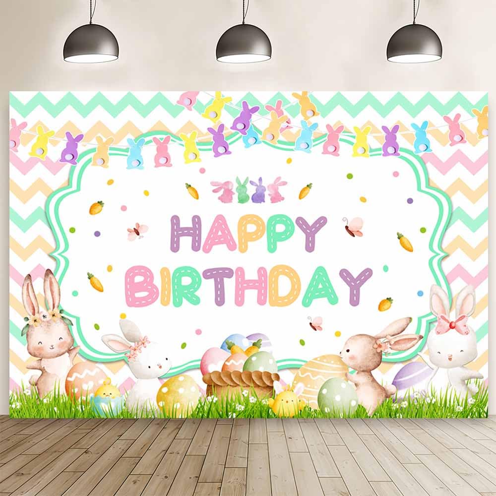 Oster-Fotohintergrund 2,1 X 1,5 M – Frühlingshaft Mit Hasen, Eierzaun & Blumen (wasserfest, Faltbar, Für Studio & Party)