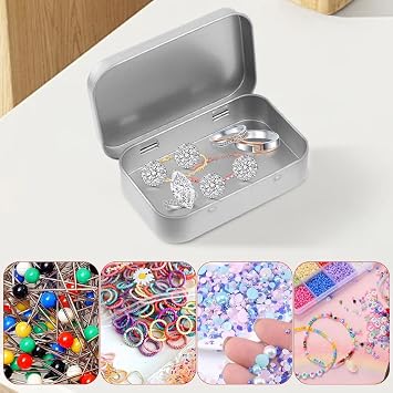 Junohawk 3 Pack Metal Tin Boxes with Hinged Lids Small Storage Containers