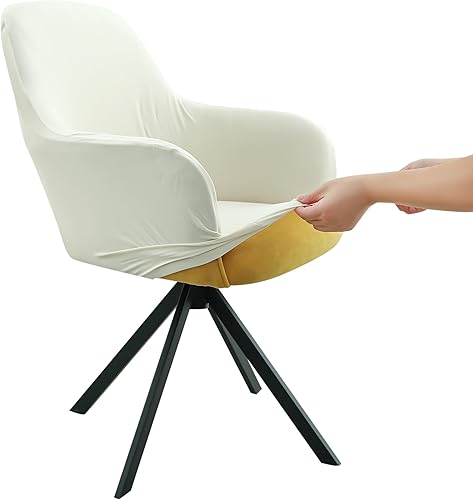 Iauddy Funda giratoria para silla de comedor para oficina, silla de escritorio de oficina elástica con respaldo medio, protector de silla de brazo
