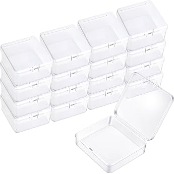 Pack of 50 Storage Boxes with Lids 4.5 x 4.5 x 2 cm Plastic Box Small Box Transparent Plastic Empty Mini Storage Box for Beads Jewellery Items Craft Accessories
