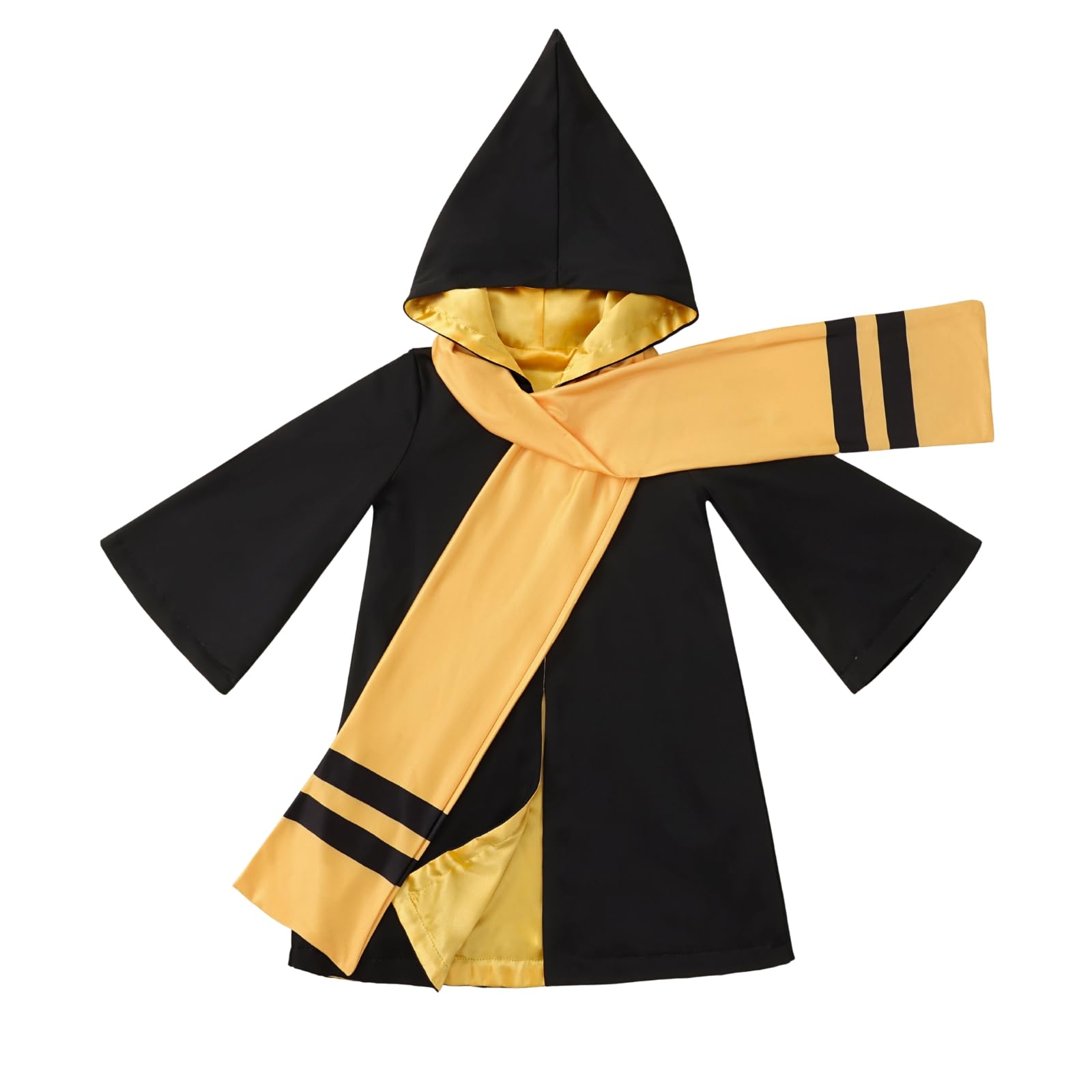 Miyanuby Toddler Wizard Cloak & Scarf Set 2-Piece Kids Fancy Dress Outfits Wizarding World Role Play for Boys Girls 1-6 Years Halloween Christmas Party Yellow