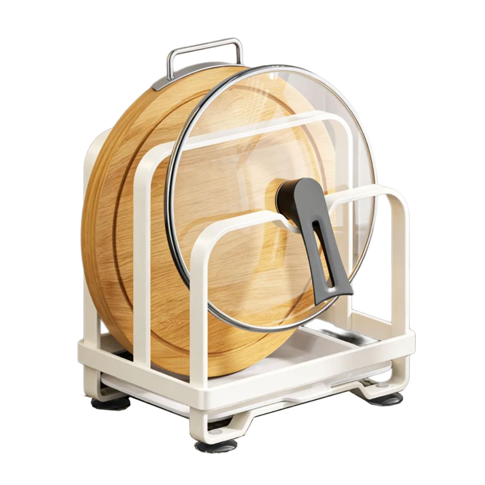 Organizadores de estantes de cocina de múltiples para tapas de y soporte para tablas de cortar con bandeja de goteo extraíble y estante de secado para tablas de cortar con parte