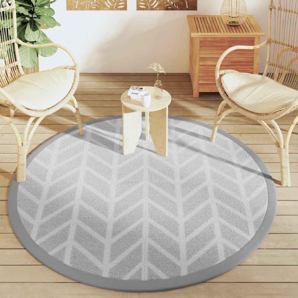 ARAKIL - Tappeto per esterni grigio Ø 160 cm, in polipropilene, resistente alle intemperie, ai raggi UV, resistente, utilizzabile su entrambi i lati, ideale per balcone, terrazza, giardino