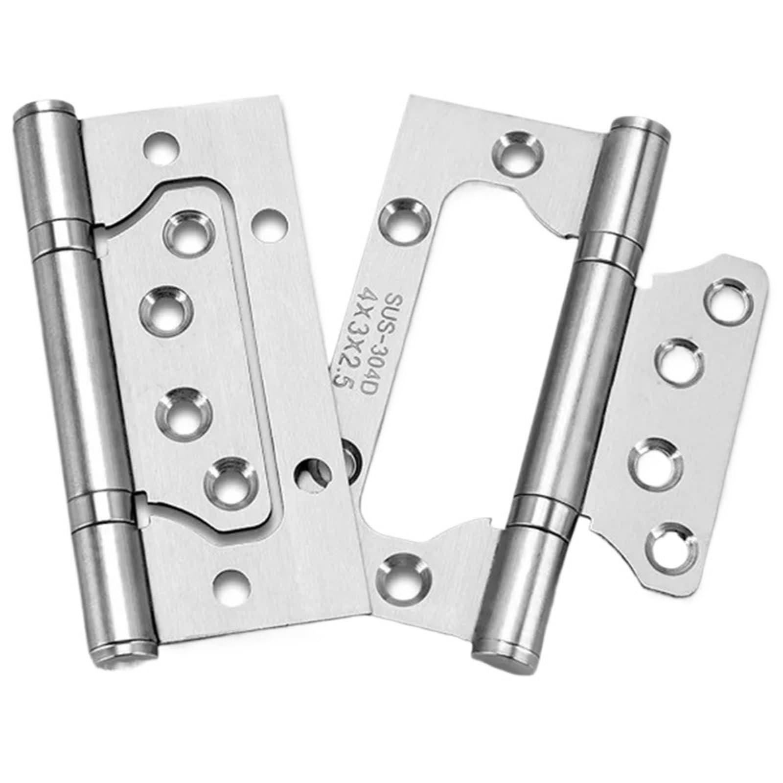 Bisagras for puertas de habitaciones, accesorios for muebles Bisagra ranurada libre Espesada y silenciosa Madre de acero inoxidable 304 de 4 pulgadas(D-4 inch 2PCS)