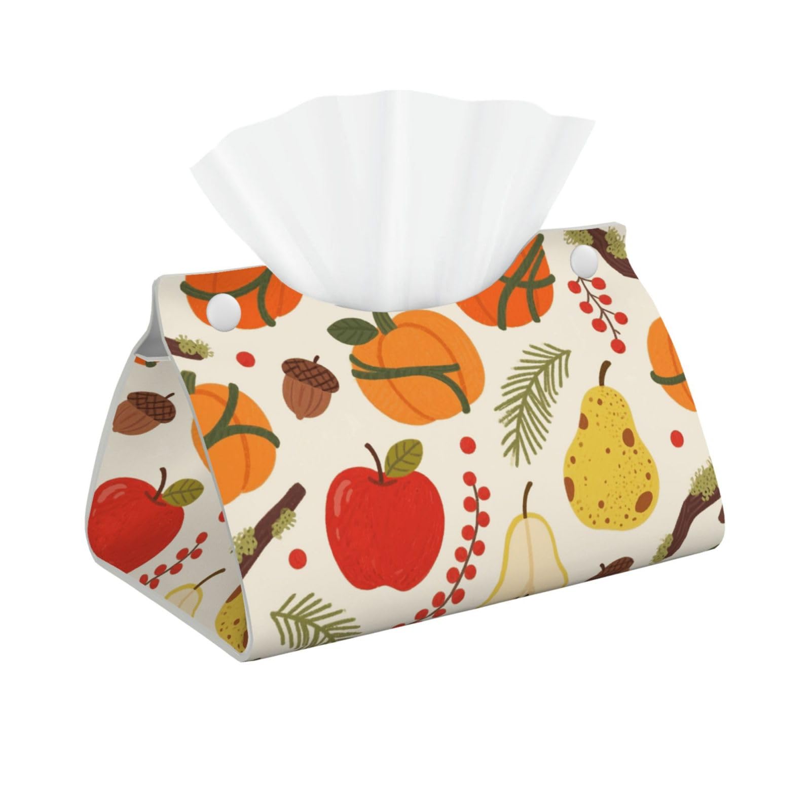 Pu Leather Tissue Box Cover, Maple Leaves and Pumpkins Rectangle Tissue Case Covers Decorative Tissue Box Holder Waterproof Tissue Holder Organizer for Bathroom Home Office