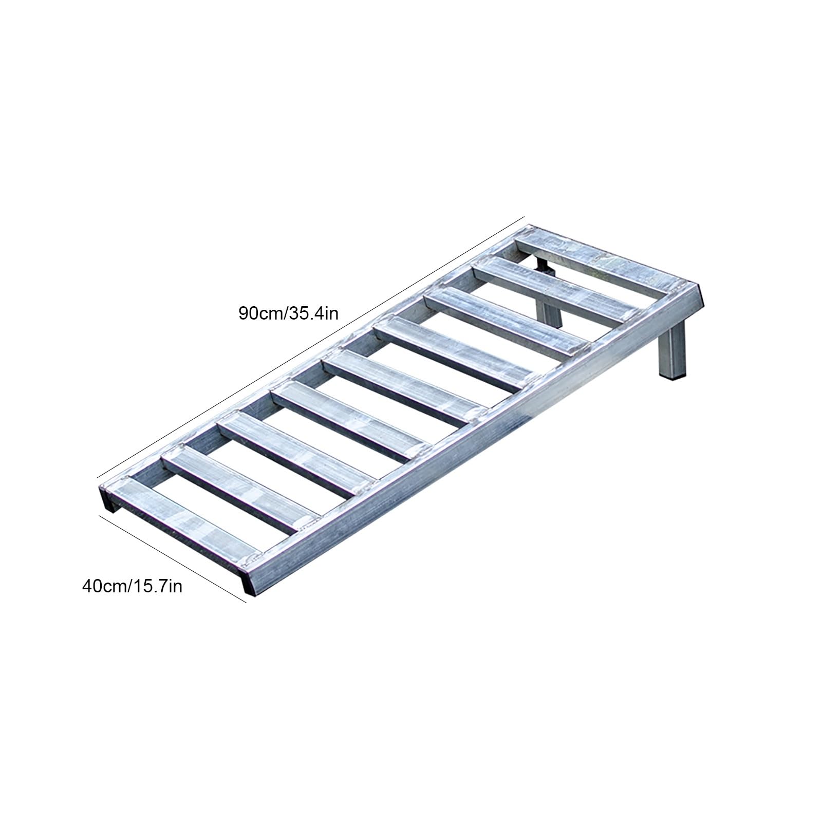 Rampa Moto de Material Galvanizado, de Metal Resistente, para Vehículos Todoterreno, Camiones y Remolques, con Altura Ajustable(40x90 cm/15.7x35.4 in)
