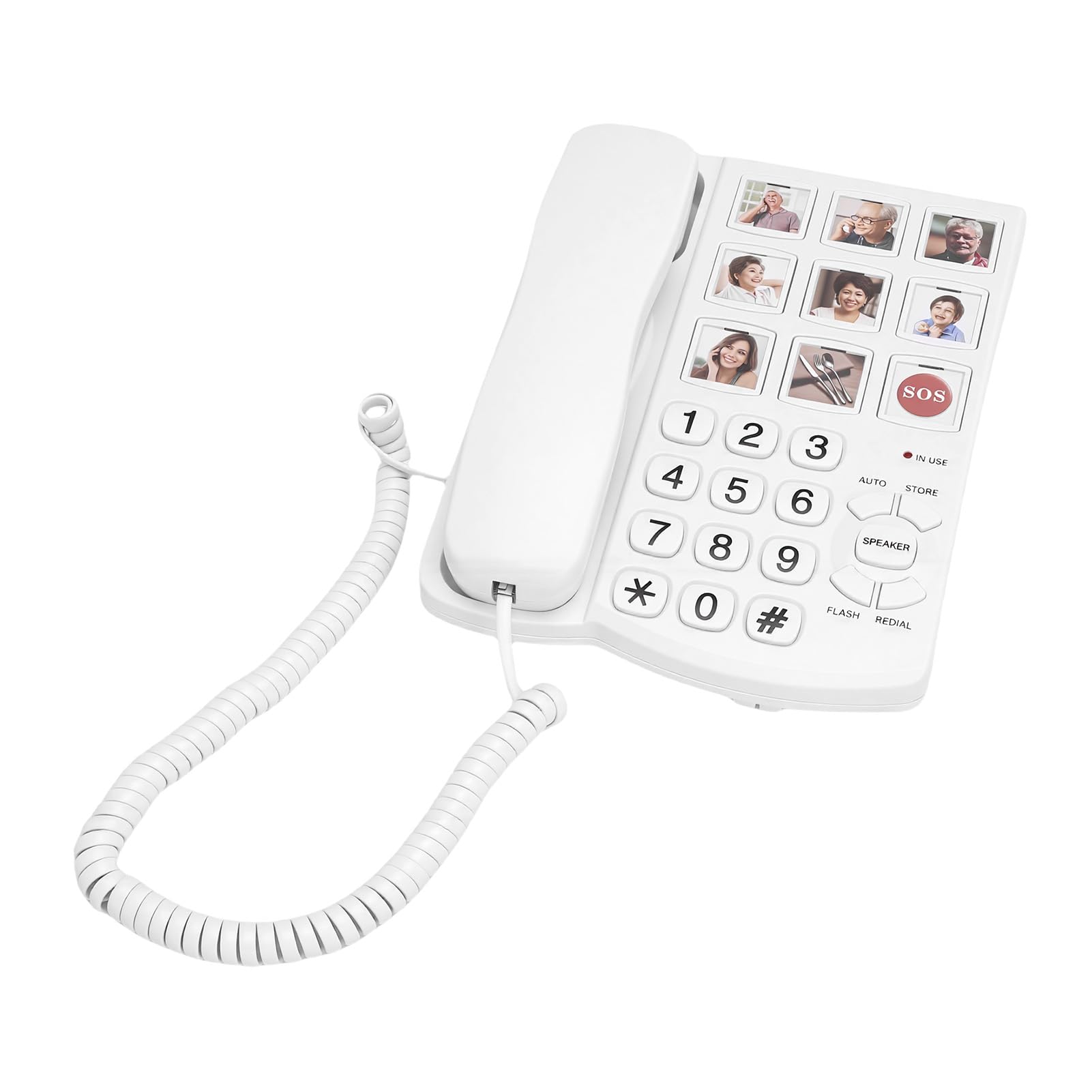 Fabater Telefono Fisso con Filo con Pulsanti Grandi e Vivavoce Suoni da 98 DB per Anziani Composizione Facile a Casa